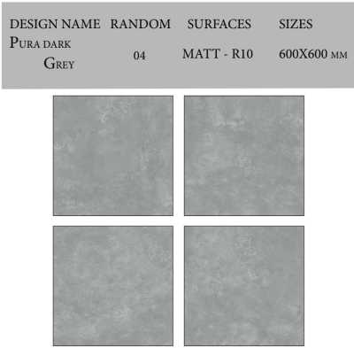 Керамогранит PURA DARK GREY MATT 600*600*8,5 мм